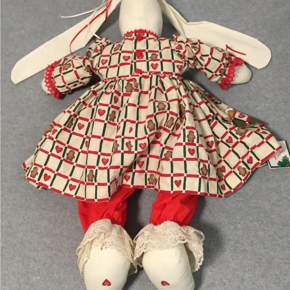 Easter Bunny Rabbit Plush Large Handmade Floppy Dress Cottage Fabric Country - Picture 5 of 11